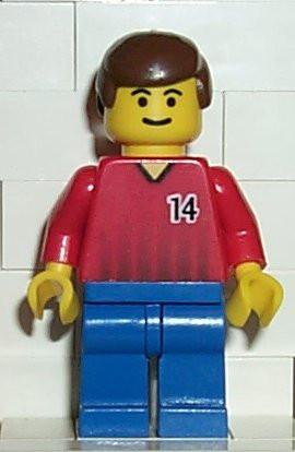 LEGO Minifigure-Soccer Player Red/Blue Team with shirt #14-Sports / Soccer-SOC069-Creative Brick Builders